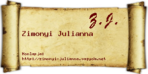 Zimonyi Julianna névjegykártya